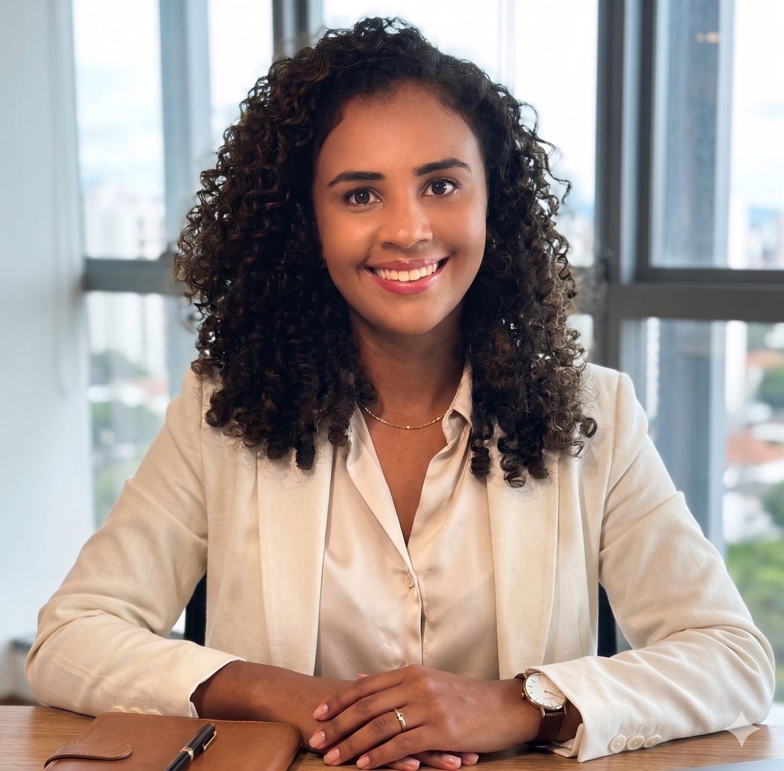Mikaela, profissional da Lúmina em ambiente corporativo